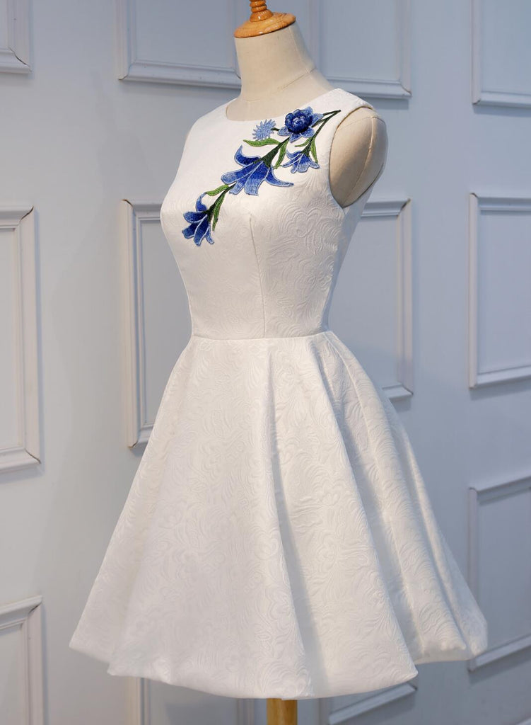 Unique White Lace Applique Cheap Short Homecoming Dresses Online, CM666