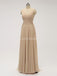 V Neck Floor Length Chiffon Grey Cheap Bridesmaid Dresses Online, WG585