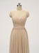 V Neck Floor Length Chiffon Grey Cheap Bridesmaid Dresses Online, WG585