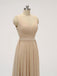 V Neck Floor Length Chiffon Grey Cheap Bridesmaid Dresses Online, WG585