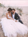 V Neck Lace Applique Tulle A-line Wedding Dresses, Cheap Wedding Gown, WD683