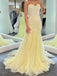Yellow Mermaid Sweetheart Long Prom Dresses,Evening Dresses,12894