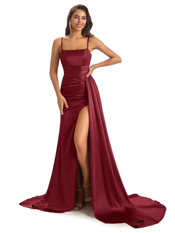 Mismatched Burgundy Mermaid Maxi Long Bridesmaid Dresses For Wedding Party,WG1637