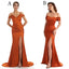 Mismatched Burnt Orange Mermaid High Slit Cheap Long Bridesmaid Dresses,WG1161