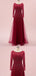 Elegant Mermaid Burgundy Long Sleeves Maxi Long Party Prom Dresses,Evening Dress,13306