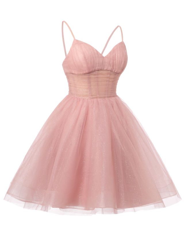 Cute Pink A-line Spaghetti Straps Mini Short Prom Homecoming Dresses Online,CM1000