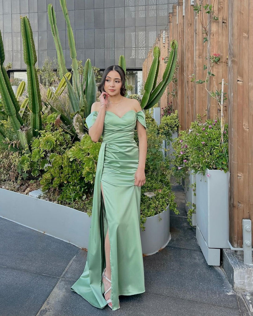 Pretty Mermaid Green Off Shoulder Maxi Long Party Prom Dresses To Impress,Evening Dress,13367