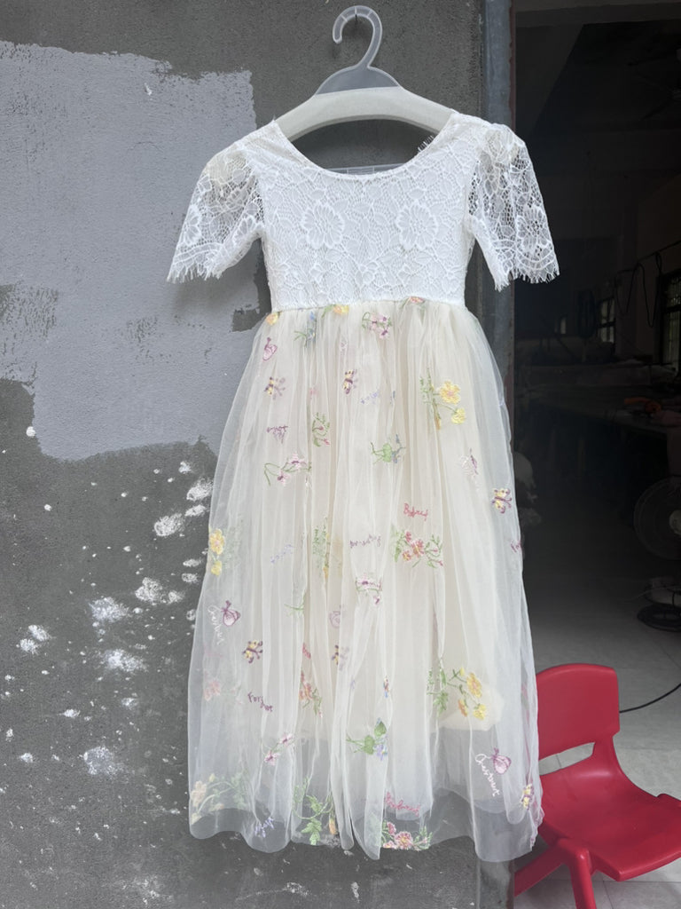 Sweet Green A-line Long Flower Girl Dresses, Cute Little Girl Dresses, FG101