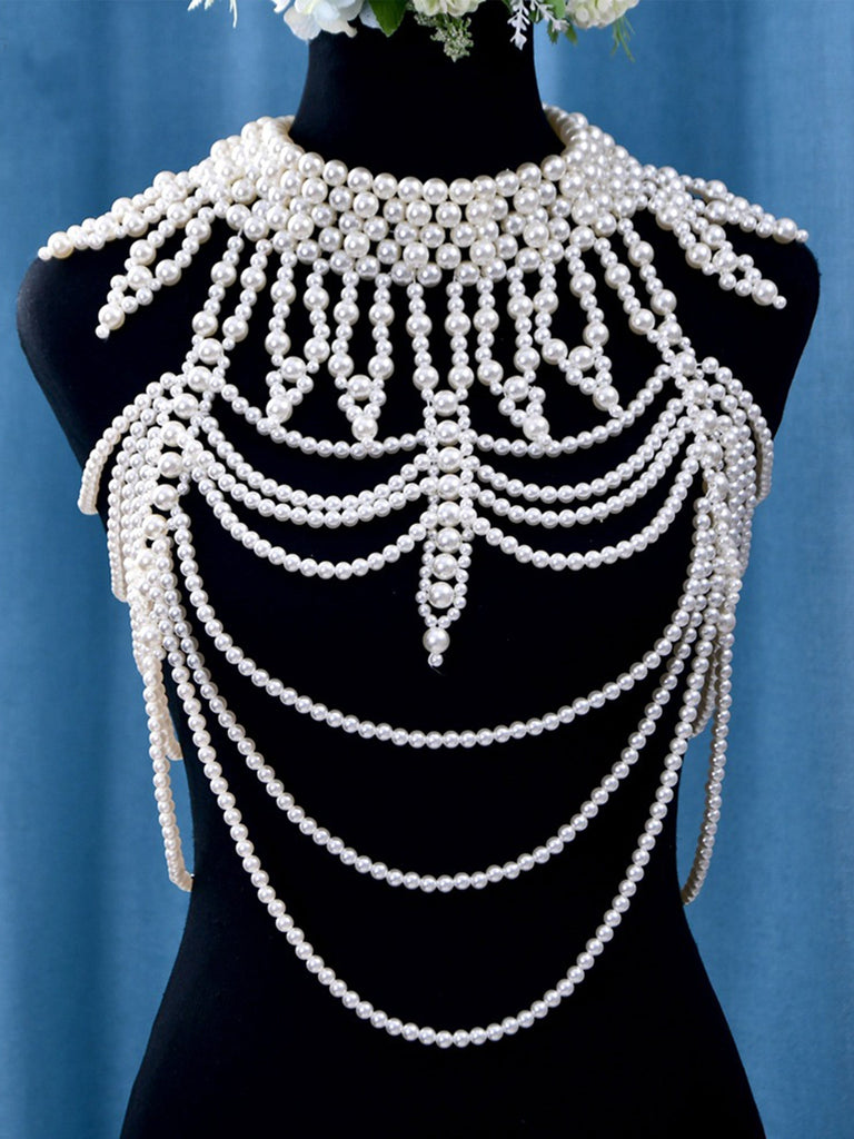 Beautiful Handmade Pearl Shawl Shoulder Chain, VG39