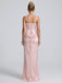 Blush Pink Satin Square Neck Corset Lace Up Prom Dress 26035