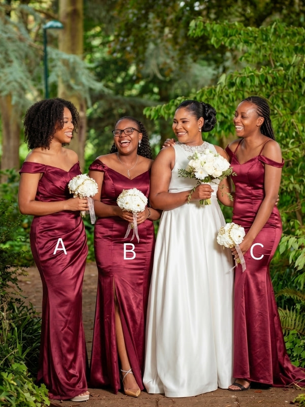 Cabernet Elegant Long Formal Mermaid  Mismatched Bridesmaid Dresses 26037