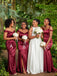 Cabernet Elegant Long Formal Mermaid  Mismatched Bridesmaid Dresses 26037