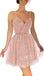 Cute A-line Floral Spaghetti Straps Short Homecoming Dresses,Short Prom Dresses,CM957