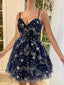 Cute A-line Floral Spaghetti Straps Short Homecoming Dresses,Short Prom Dresses,CM957