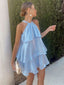 Cute Blue A-line Halter Mini Short Prom Homecoming Dresses Online,CM996