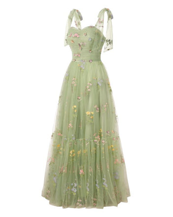 Cute Green A-line Maxi Long Party Prom Dresses,Evening Dress,13303