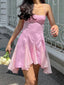 Cute Pink A-line Spaghetti Straps Mini Short Prom Homecoming Dresses,CM977