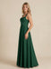Dark Green Satin Wide Strap Cowl Neck A Line Bridesmaid Dress 26032