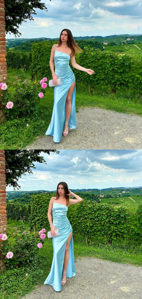 Sexy Blue Mermaid One Shoulder Long Party Prom Dresses To Impress,Evening Dress,13546