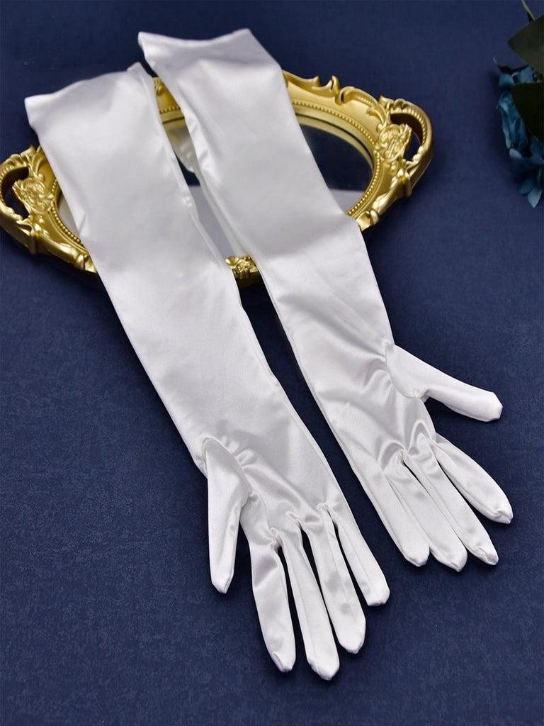 Elegant Elbow Satin Simple Satin Long Bridal Gloves, VM22