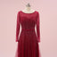 Elegant Mermaid Burgundy Long Sleeves Maxi Long Party Prom Dresses,Evening Dress,13306