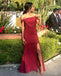 Elegant Red Mermaid Side Slit Maxi Long Bridesmaid Dresses For Wedding Party,WG1615