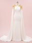 Elegant White Mermaid Long Sleeves Maxi Long Party Prom Dresses,Evening Dress,13312