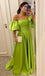 Pretty Green A-line Off Shoulder Long Party Prom Dresses To Impress,Evening Dress,13481