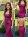 Fuchsia Floral Sequin Scoop Neck Open Back Mermaid Prom Dress, 26022