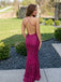 Fuchsia Floral Sequin Scoop Neck Open Back Mermaid Prom Dress, 26022