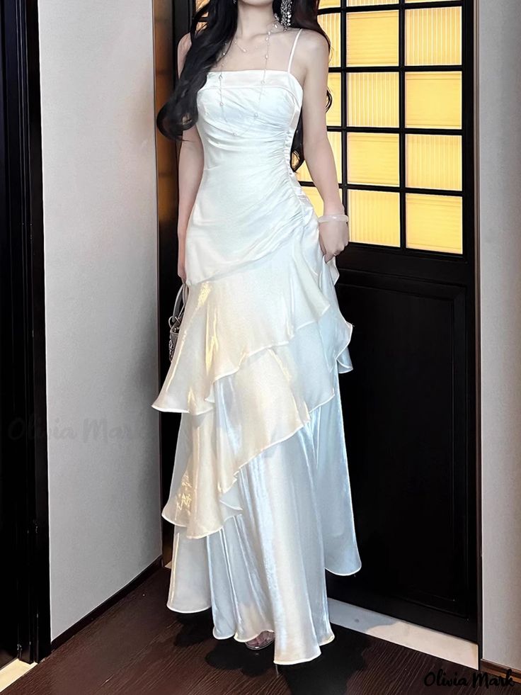 Gorgeous Ivory Spaghetti Straps Mermaid Long Party Prom Dresses To Impress,Evening Dress,13579