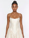 Ivory Taffeta Spaghetti Strap Basque Waist Corset Lace Up Wedding Dress 26040