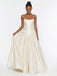 Ivory Taffeta Spaghetti Strap Basque Waist Corset Lace Up Wedding Dress 26040