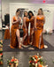 Mismatched Burnt Orange Mermaid Maxi Long Bridesmaid Dresses For Wedding,WG1574