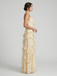 Pastel Yellow Floral V Neck Cascading Ruffle Prom Dress, 26018