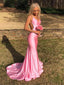 Sexy Pink Mermaid Spaghetti Straps Maxi Long Party Prom Dresses,Evening Dress,13354