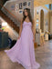 Pleated Strapless Knot Front A Line Flowy Chiffon Prom Dress, 26026