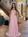 Pleated Strapless Knot Front A Line Flowy Chiffon Prom Dress, 26026