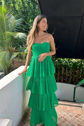 Popular Green A-line Sweetheart Strapless Party Prom Dresses, Evening Dress,13158