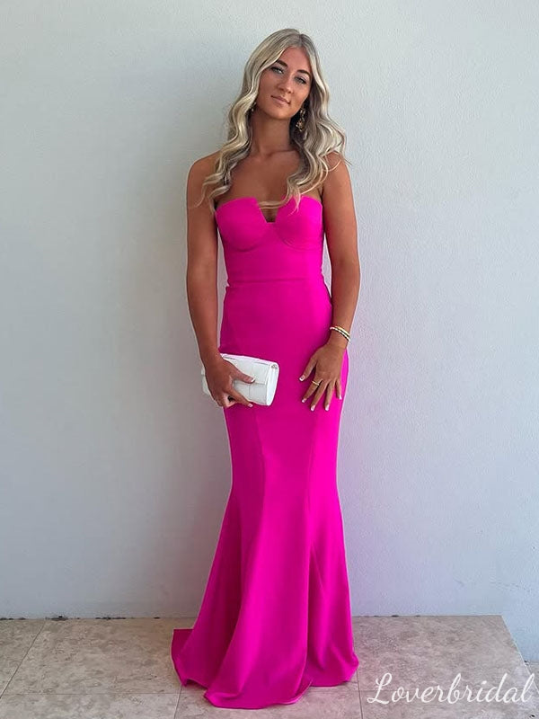 Pretty Hot Pink Mermaid Long Party Prom Dresses To Impress,Evening Dress,13489