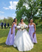 Purple A-line Spaghetti Straps Side Slit Maxi Long Wedding Guest Bridesmaid Dresses,WG1532