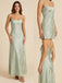 Sage Green Floral Jacquard Satin Scoop Neck Lace Up Prom Dress, 26023