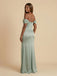 Sage Green Satin Off The Shoulder Corset Bridesmaid Dress 26031