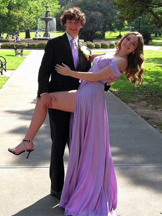 Sexy A-line Purple Off Shoulder Maxi Long Party Prom Dresses,Evening Dress,13376