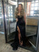 Sexy Black Mermaid Side Slit Long Party Prom Dresses Ideas,Evening Dress,13582