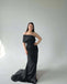 Sexy Black Mermaid Side Slit One Shoulder Mermaid Maxi Long Bridesmaid Dresses,WG1649