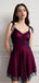 Sexy Black Red Spaghetti Straps Mini Short Party Prom Homecoming Dresses Online,CM1036