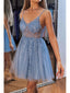 Sexy Blue A-line Spaghetti Straps Short Prom Homecoming Dresses,CM970