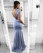Sexy Blue Mermaid Deep V-neck Maxi Long Party Prom Dresses, Evening Dress,13129
