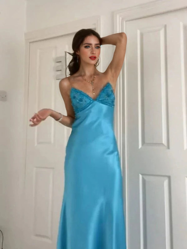 Sexy Blue Mermaid Spaghetti Straps Long Party Prom Dresses To Impress,Evening Dress,13514